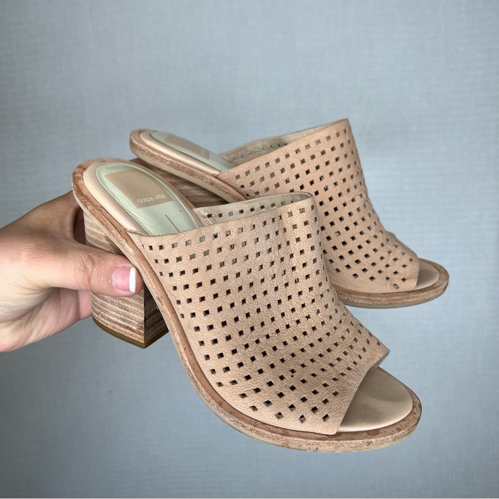 Dolce Vita | Heels Size 6.5 Tan Mules with Perforated‎ Design